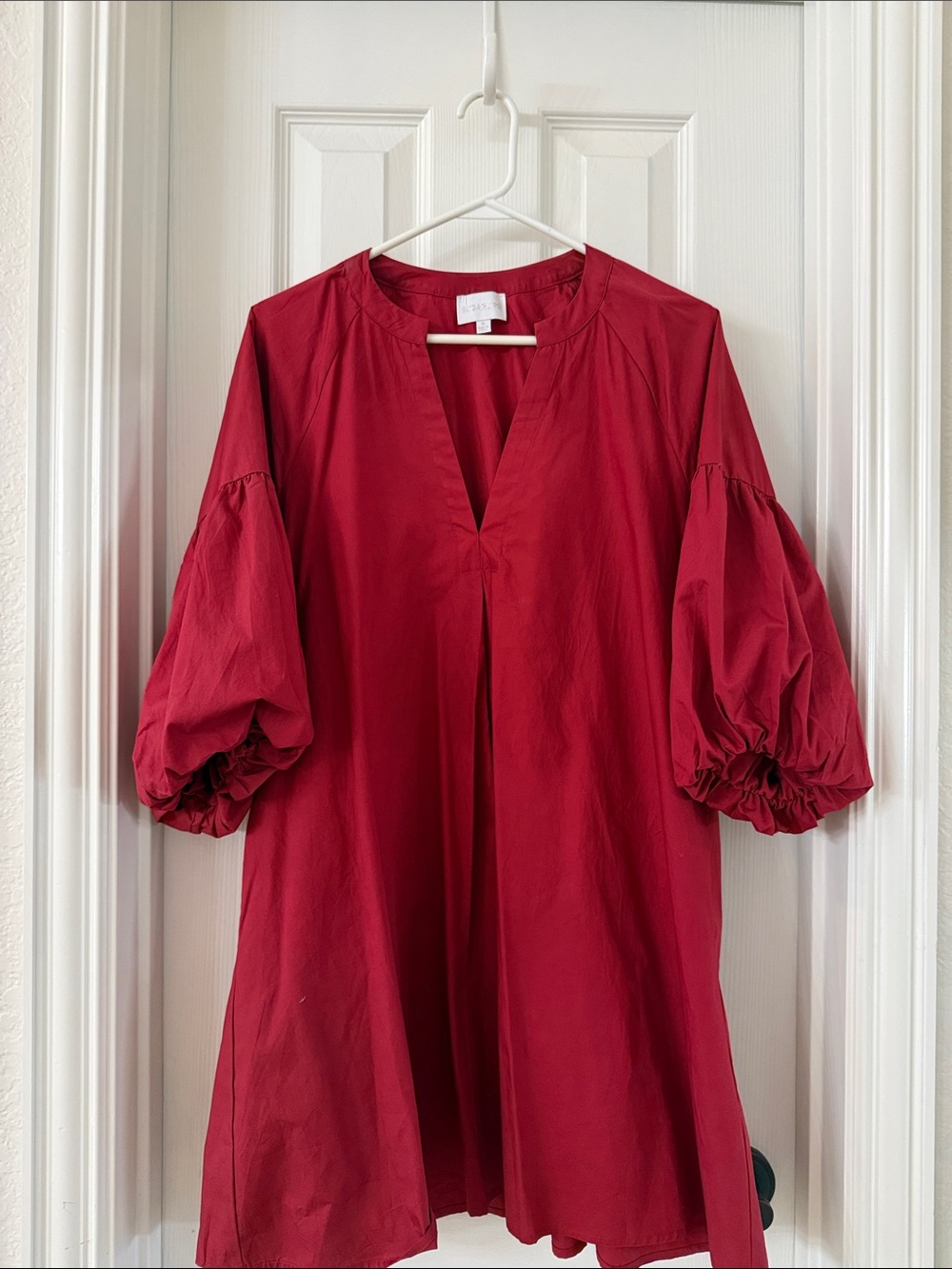 Sugarlips Red Puff-Sleeve Tunic Top